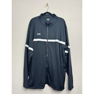 Under Armour Mens Track Jacket Size 4XL Black White Full Zip Warm Up Team